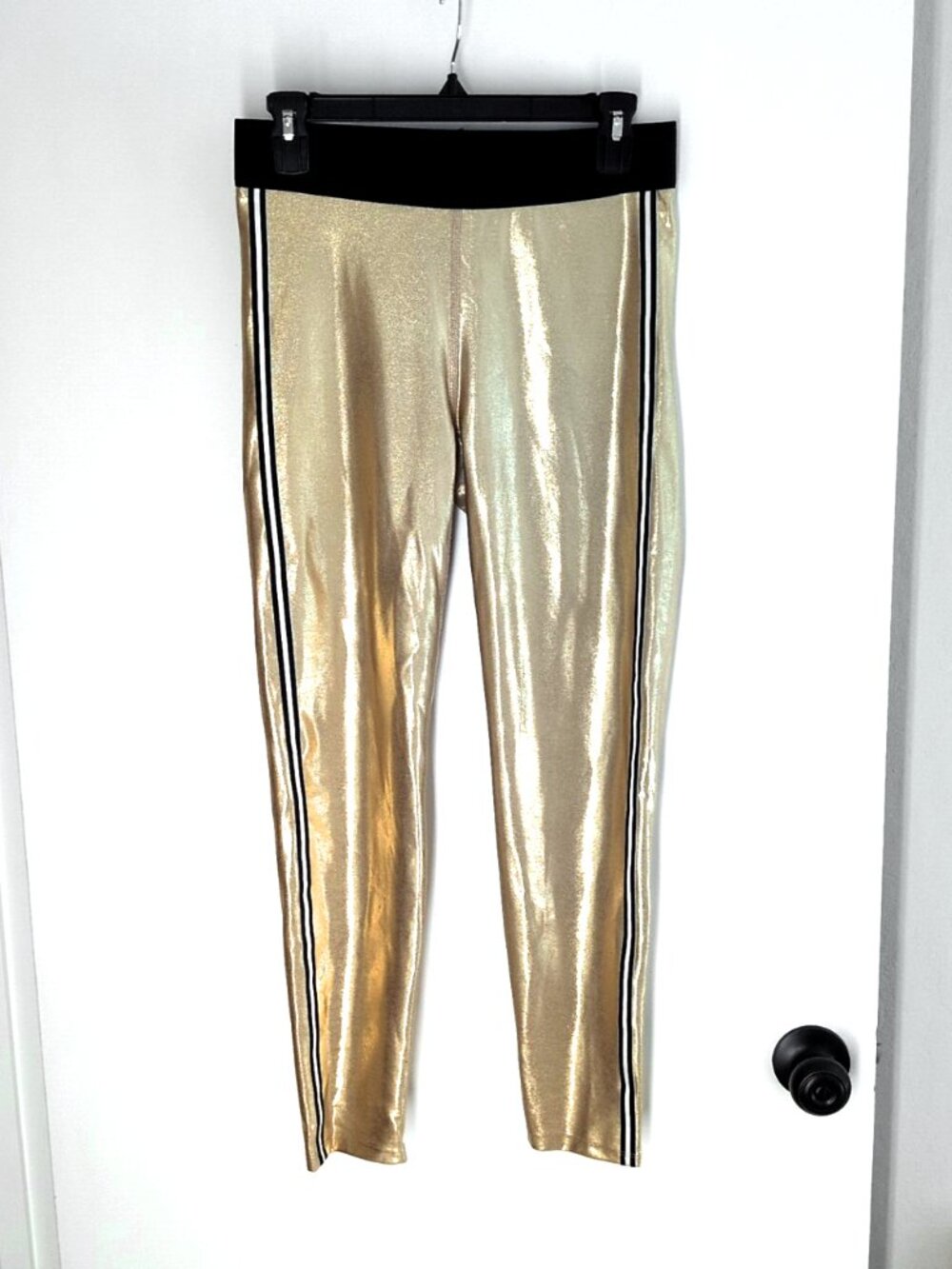 Heroine Sport Jetset Leggings True Gold XL athletic stripe metallic foil